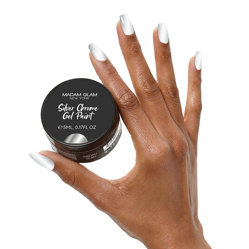 Madam Glam Silver Chrome Gel Paint White Smoke