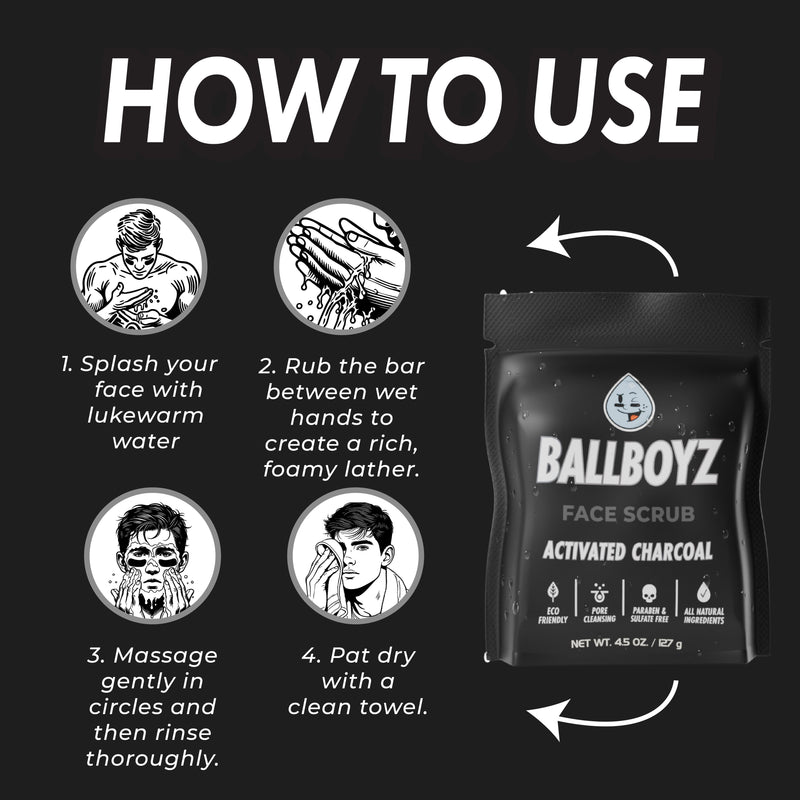 BALLBOYZ Activated Charcoal Face Scrub (Severe Acne) Black