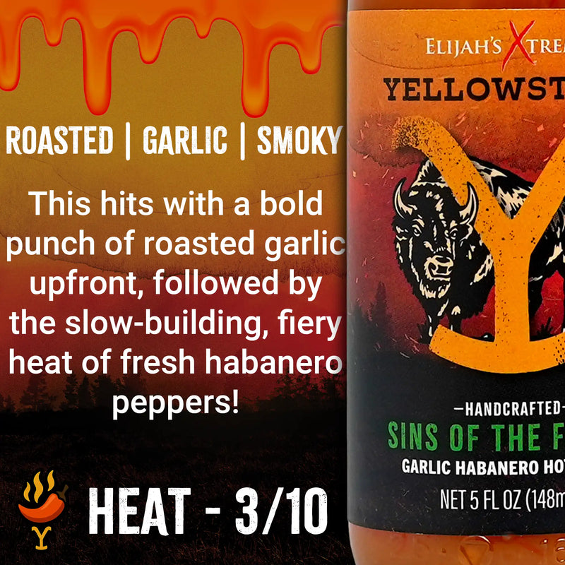 Elijah's Xtreme Yellowstone Hot Sauce Variety Pack 4 Bottles Hot Sauce Black Yellowstone 4 Pack
