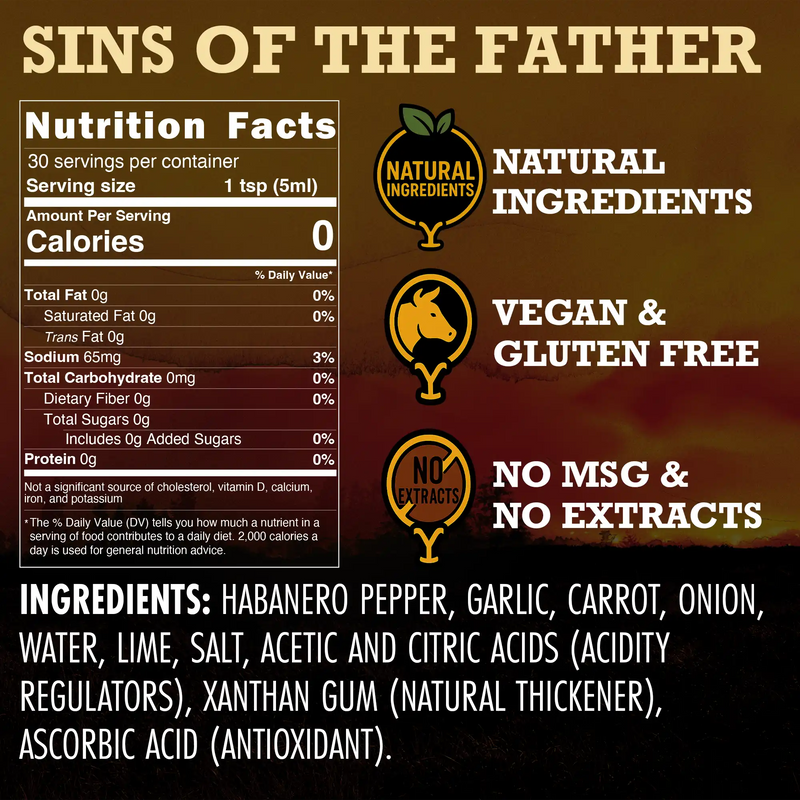 Elijah's Xtreme Sins of the Father (Garlic Habanero) Hot Sauce Black