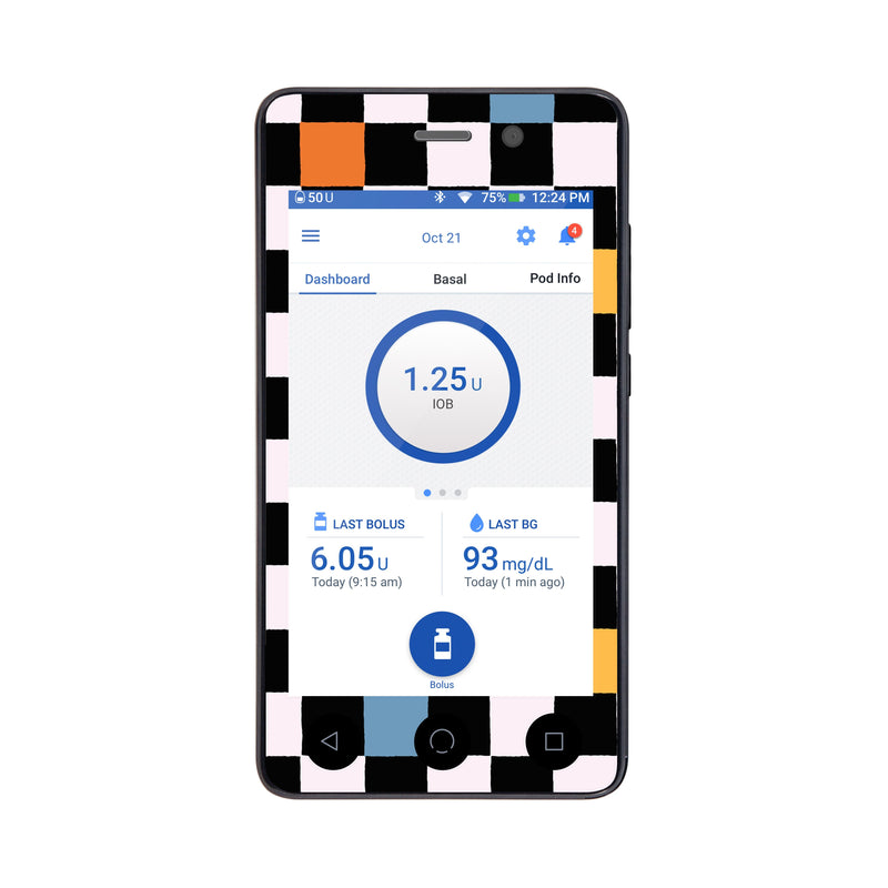 Peelz Skater Grid Sticker for Omnipod DASH® PDM – Pump Peelz Peelz/Stickers White Smoke Front Peelz