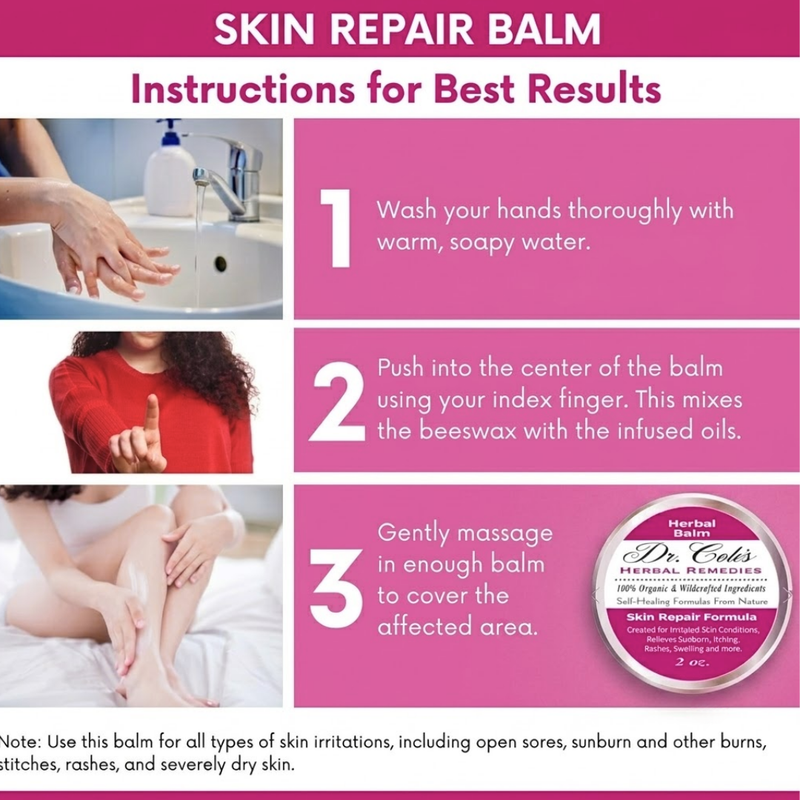 COLEHERBALS LLC 16 - Dr. Cole's Organic Skin Repair Herbal Balm Herbal Pale Violet Red