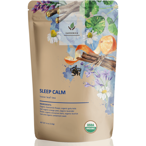 Gardenika Shop Sleep Tea, Evening Relaxation | Chamomile Lavender Gotu Kola | Organic Loose Leaf Tea Tan