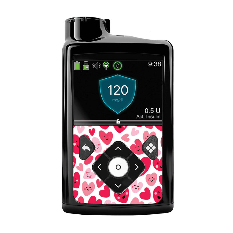Peelz Smiley Hearts Sticker for Medtronic MiniMed 770G & 780G Peelz/Stickers Black Front Peelz