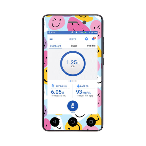 Peelz Smilies Sticker for Omnipod DASH® PDM – Pump Peelz Peelz/Stickers White Smoke Whole System Peelz (front + case)