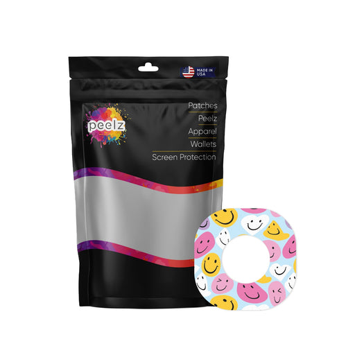 Peelz Smilies Dexcom G7 and Stelo Patch Tape - Pump Peelz Patch Medical Tape White Smoke 12-Pack (Set of 12 Patches),4-Pack (Set of 4 Patches)