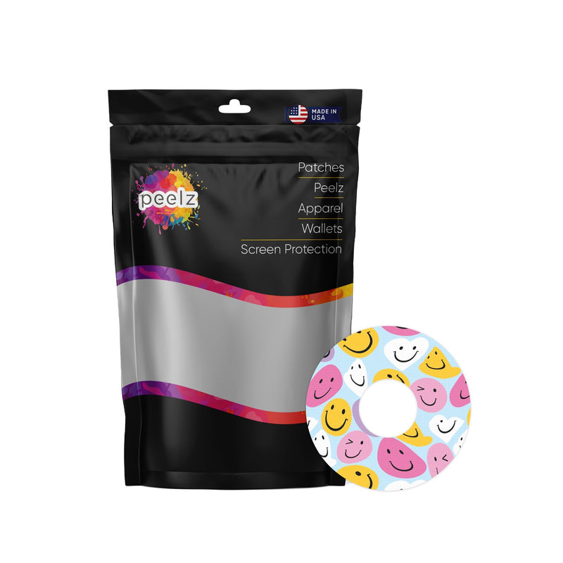 Peelz Smilies Patch Tape Designed for the FreeStyle Libre 3 Plus & Lingo Patch Medical Tape White Smoke 12-Pack (Set of 12 Patches),4-Pack (Set of 4 Patches)