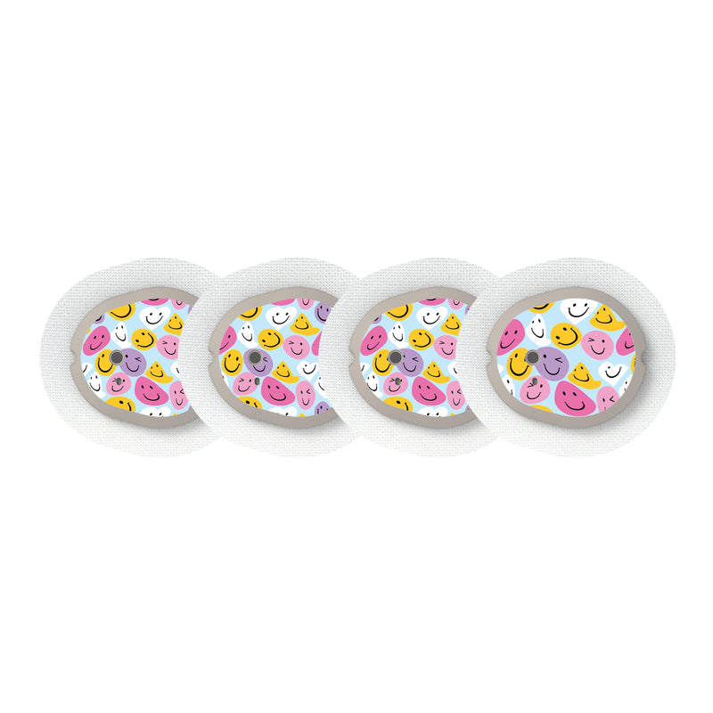Peelz Smilies Sticker Designed for the DEXCOM G7 and Stelo Transmitter Peelz/Stickers White Smoke 4-pack (Set of 4 Stickers)