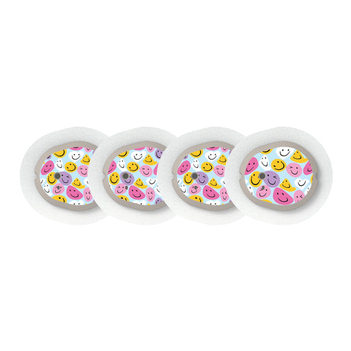 Peelz Smilies Sticker Designed for the DEXCOM G7 and Stelo Transmitter Peelz/Stickers White Smoke 4-pack (Set of 4 Stickers)