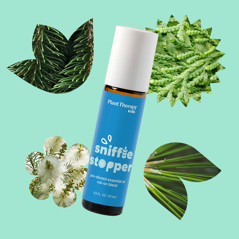 Plant Therapy Sniffle Stopper Essential Oil Pre-Diluted Roll-On Essential Oil Powder Blue 10 mL