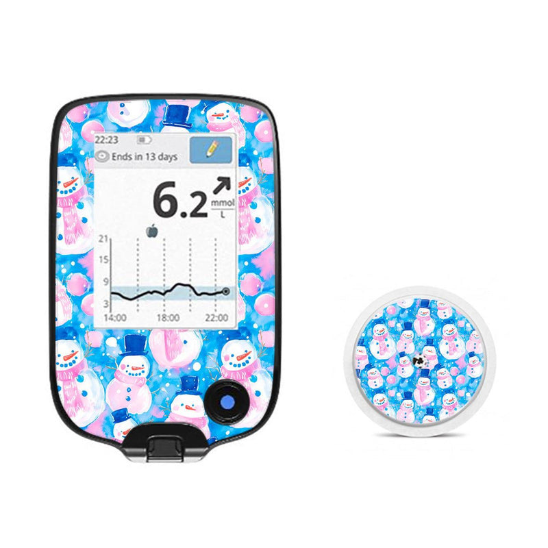 Peelz Snowman Sticker for Freestyle Libre 2 Peelz/Stickers White Smoke Receiver + Sensor,Sensor Only