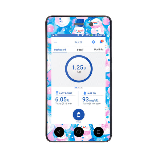 Peelz Snowman Sticker for Omnipod DASH® PDM – Pump Peelz Peelz/Stickers White Smoke Whole System Peelz (front + case),Front Peelz,Case Peelz