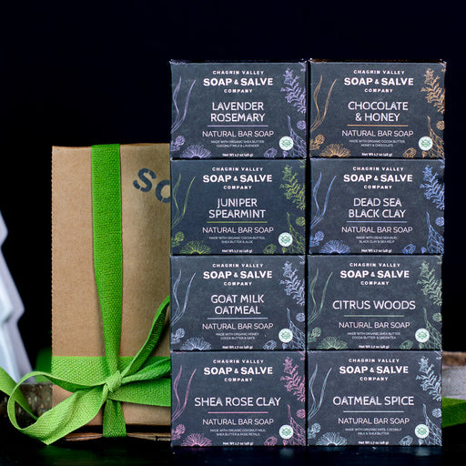 Chagrin Valley Soap & Salve Gift: Valley Soap Sampler 8-Bar Box Gift Dark Slate Gray Soap Sampler 8-Sample Gift Box