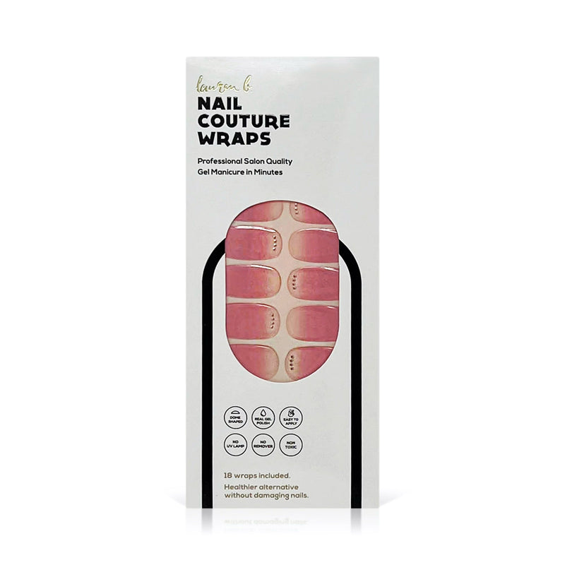 laurenbbeauty Soft Pink Gradient Embellished Gel Nail Wrap Nail Art Kits & Accessories Light Gray