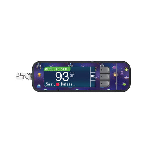 Peelz Space Invaders Sticker for Bayer Contour Next Glucometer Peelz/Stickers White Smoke