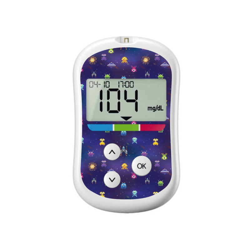 Peelz Space Invaders for OneTouch Verio Flex Glucometer Peelz/Stickers White Smoke