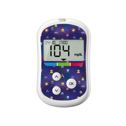 Peelz Space Invaders for OneTouch Verio Flex Glucometer Peelz/Stickers White Smoke