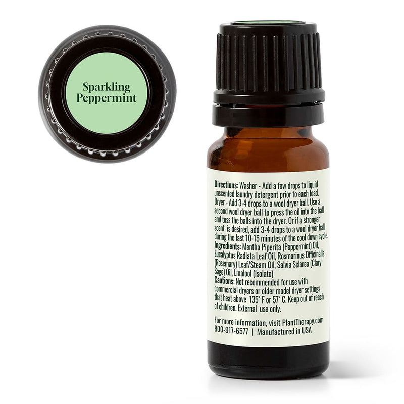 Plant Therapy Sparkling Peppermint Laundry Essential Oil Blend Household White Smoke 10 mL