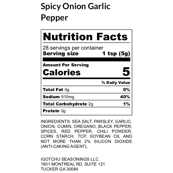 Igotchu Spicy Onion Garlic Pepper seasoning