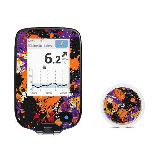 Peelz Spooky Splatter Freestyle Libre 2 Peelz/Stickers White Smoke Receiver + Sensor,Sensor Only