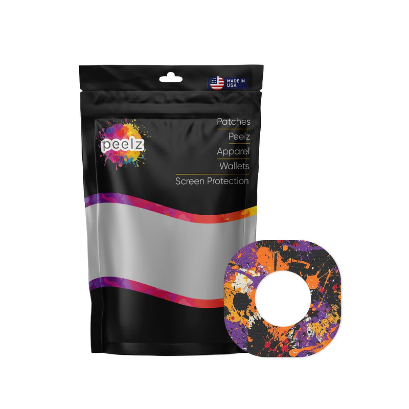 Peelz Spooky Splatter Dexcom G7 and Stelo Patch Tape - Pump Peelz Patch Medical Tape White Smoke 12-Pack (Set of 12 Patches),4-Pack (Set of 4 Patches)