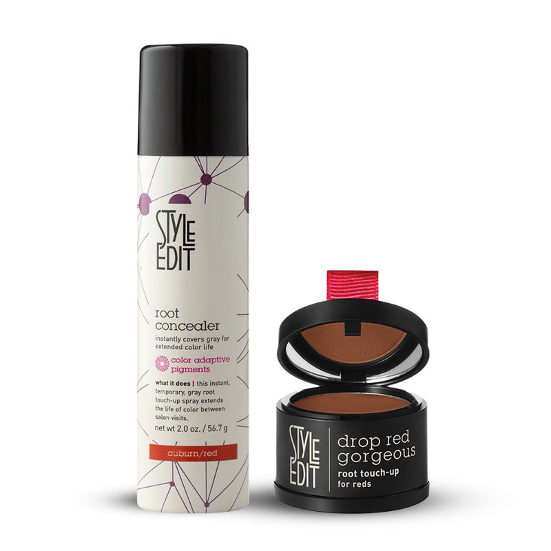 Style Edit Drop Red Gorgeous Root Touch Up Powder and Spray Duo Gift Set White Smoke Light Red,Medium Red,Dark Red