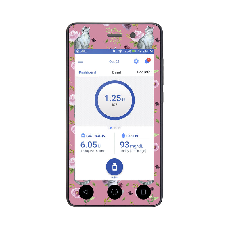 Peelz Spring Cats Sticker for Omnipod DASH® PDM – Pump Peelz Peelz/Stickers White Smoke Whole System Peelz (front + case),Front Peelz,Case Peelz