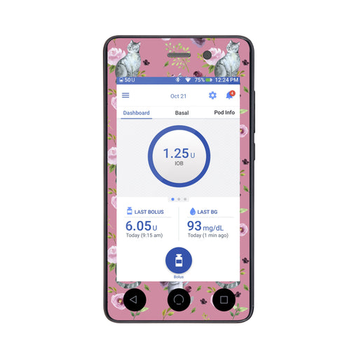 Peelz Spring Cats Sticker for Omnipod DASH® PDM – Pump Peelz Peelz/Stickers White Smoke Whole System Peelz (front + case),Front Peelz,Case Peelz