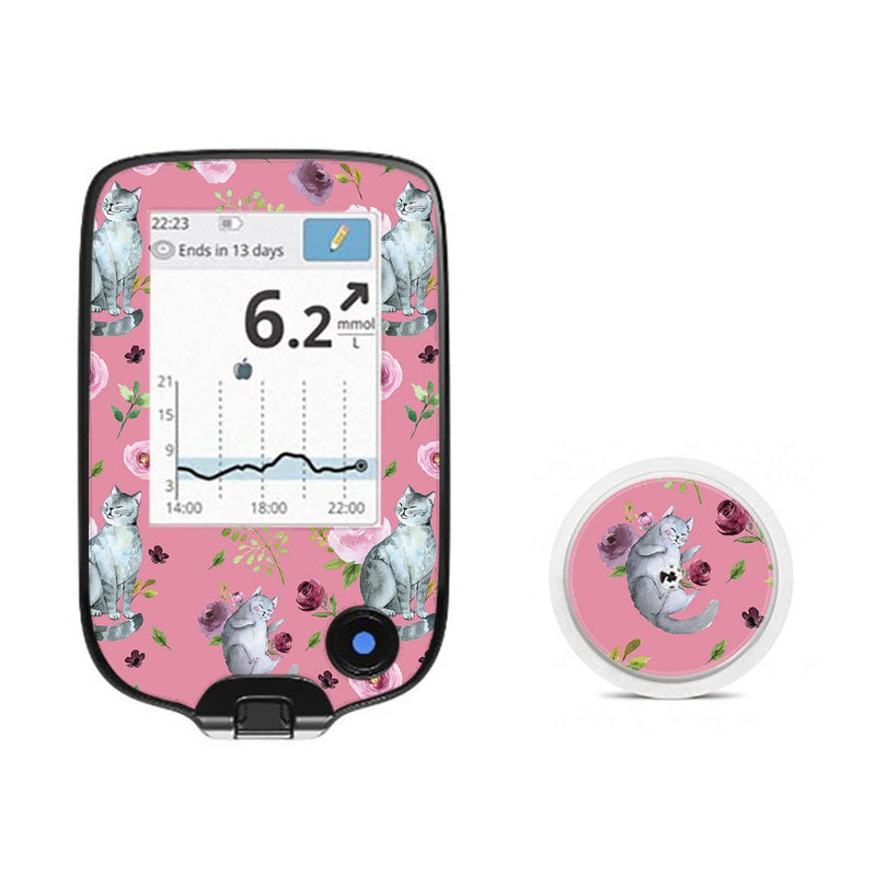 Peelz Spring Cats for Freestyle Libre 2 Peelz/Stickers White Smoke Receiver + Sensor