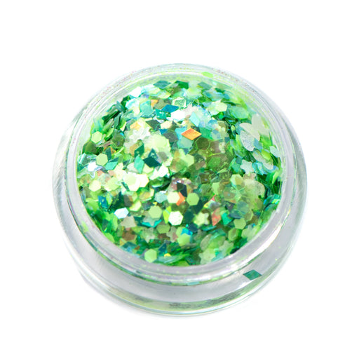 Lunautics Spring Fling - Chunky Green Glitter Mix with Glow-in-the-Dark Stars Chunky Glitter Light Gray