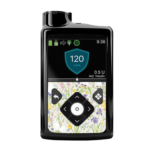 Peelz Springtime for Medtronic MiniMed 770G & 780G Peelz/Stickers Black Whole System Peelz (front back + clip),Front Peelz
