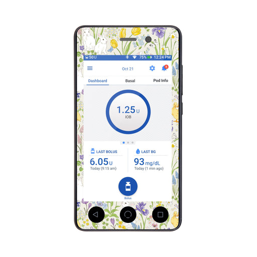 Peelz Springtime Sticker for Omnipod DASH® PDM – Pump Peelz Peelz/Stickers White Smoke Whole System Peelz (front + case),Front Peelz,Case Peelz