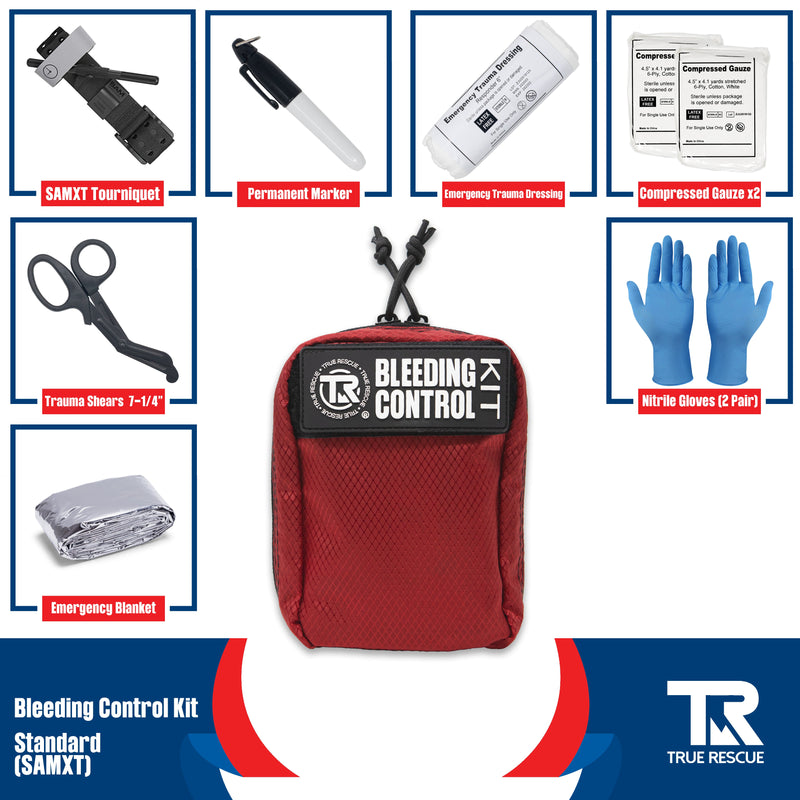 True Rescue Kit x2 with Wall Mount Dual Kit Wall Mount Package Bleeding Control Bundles Dark Slate Gray Standard Kit / SAM XT Tourniquet / Black
