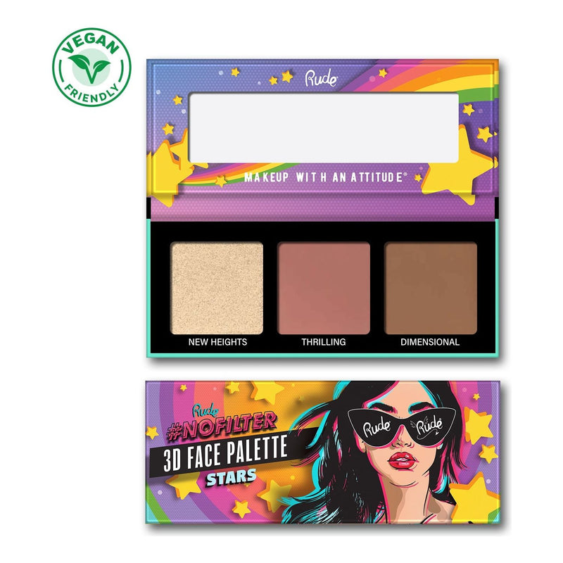 Rude Cosmetics NoFilter 3D Face Palette - Stars Face Palettes Rosy Brown Stars