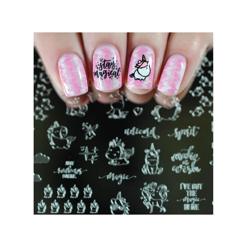UberChic Beauty Unicorn Love-02 Stamping Plate Gray