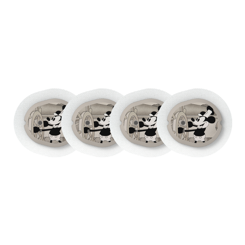 Peelz Steamboat Willie Sticker Designed for the DEXCOM G7 and Stelo Transmitter Peelz/Stickers White Smoke 4-pack (Set of 4 Stickers)