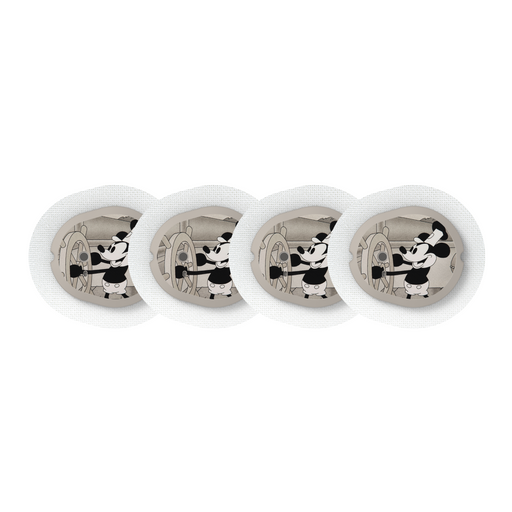 Peelz Steamboat Willie Sticker Designed for the DEXCOM G7 and Stelo Transmitter Peelz/Stickers White Smoke 4-pack (Set of 4 Stickers)