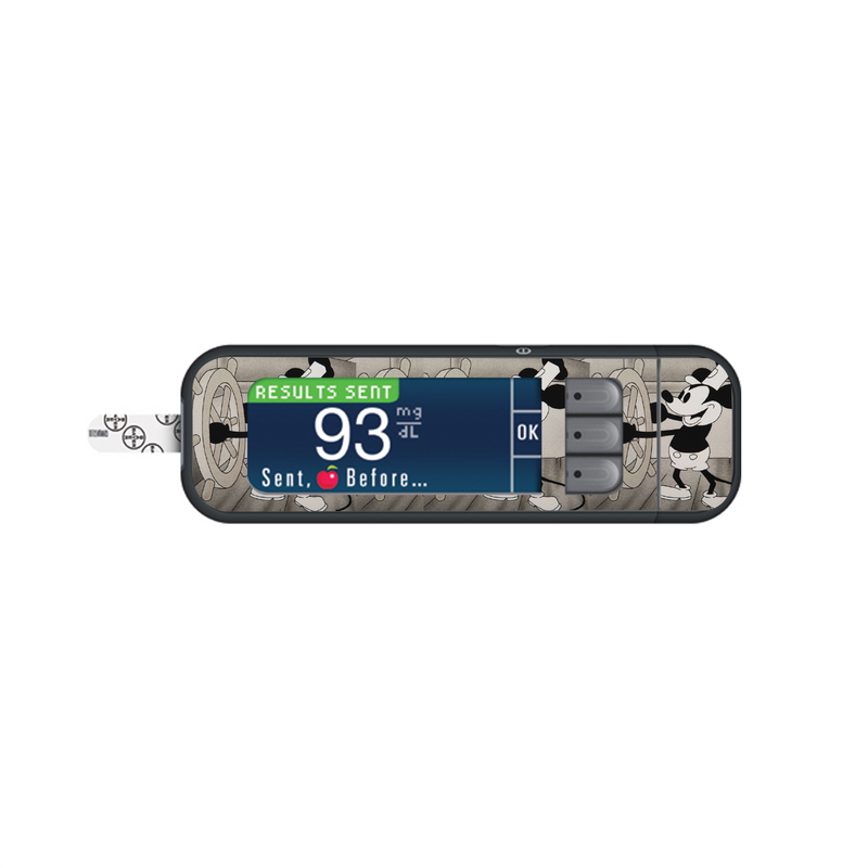 Peelz Steamboat Willie Sticker for Bayer Contour Next Glucometer Peelz/Stickers White Smoke