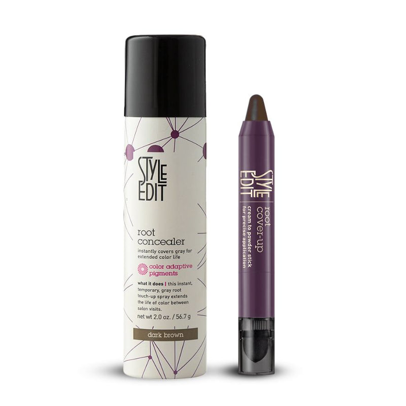 Style Edit Root Cover Up Stick and Full Size Spray Duo Gift Set White Smoke Dark Brown