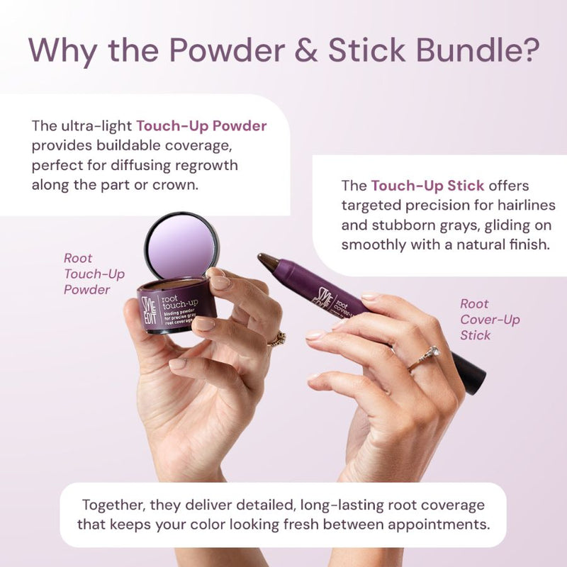 Style Edit Root Touch Up Powder and Stick Duo White Smoke Black,Dark Brown,Medium Brown,Light Brown