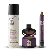 Style Edit Best Sellers Trio: Full Size Root Concealer Spray, Stick and Powder Trio Gift Set White Smoke Light Brown