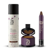 Style Edit Best Sellers Trio: Full Size Root Concealer Spray, Stick and Powder Trio Gift Set White Smoke Black,Dark Brown,Medium Brown,Light Brown
