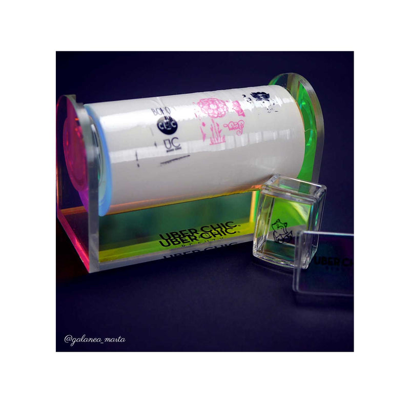 UberChic Beauty Sticky Roll Iridescent Acrylic Holder Tool Gray