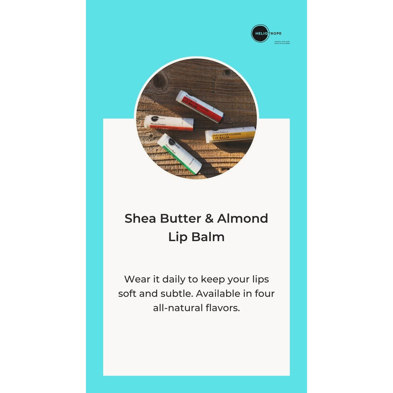 Heliotrope San Francisco Shea Butter & Almond Lip Balm Lip Balm White Smoke Citrus Vanilla,Vanilla Mint,Mango Ginger,Masala Chai,Set of 4 (1 of each)