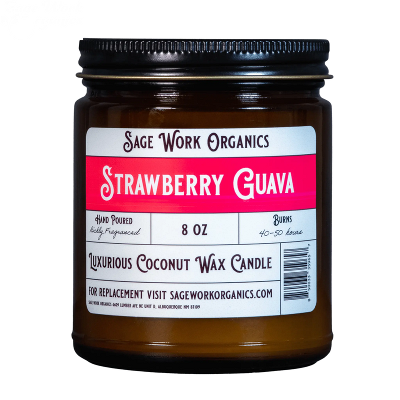 SageWork Organics Strawberry Guava Candle Scented Candles Black 8oz