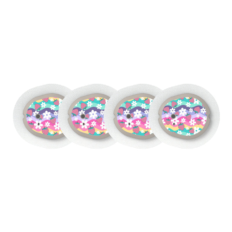 Peelz Strawberry Swing Designed for the DEXCOM G7 and Stelo Transmitter Peelz/Stickers White Smoke 4-pack (Set of 4 Stickers)