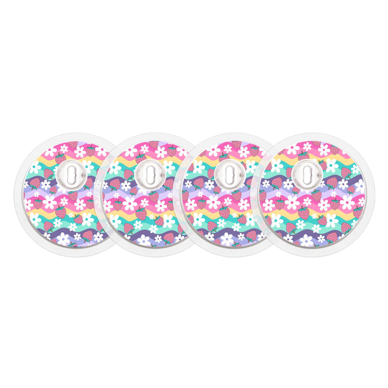 Peelz Strawberry Swing Designed for the FreeStyle Libre 3 Plus & Lingo  Sensor Peelz/Stickers White Smoke 4-pack (Set of 4 Stickers)