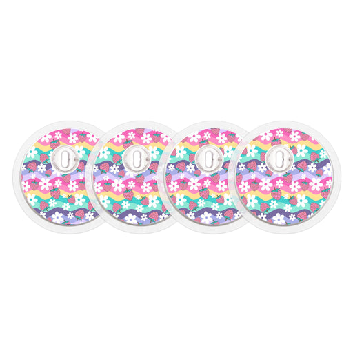 Peelz Strawberry Swing Designed for the FreeStyle Libre 3 Plus & Lingo  Sensor Peelz/Stickers White Smoke 4-pack (Set of 4 Stickers)