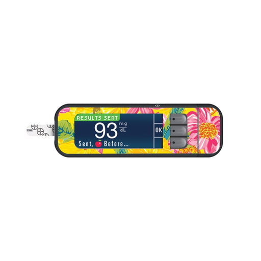 Peelz Summer Flowers Sticker for Bayer Contour Next Glucometer Peelz/Stickers White Smoke