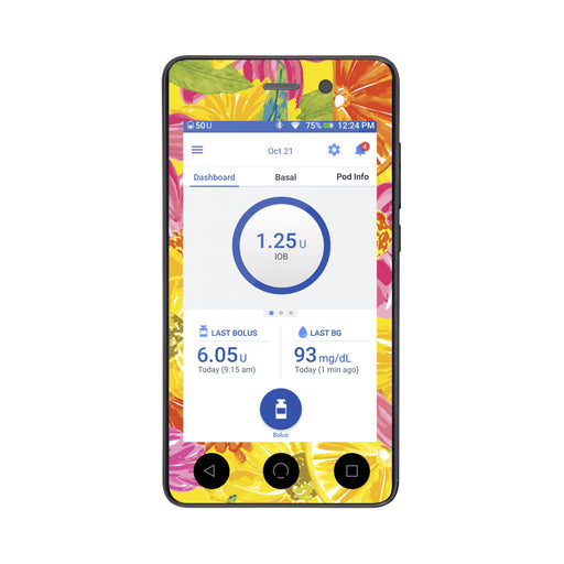 Peelz Summer Flowers Sticker for Omnipod DASH® PDM – Pump Peelz Peelz/Stickers White Smoke Whole System Peelz (front + case),Front Peelz,Case Peelz